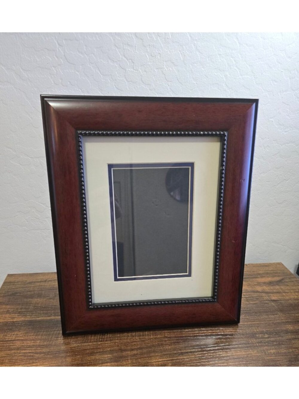 Brown/Black Wooden Frame Beaded Detail Double Mat Tabletop Or Wall Display